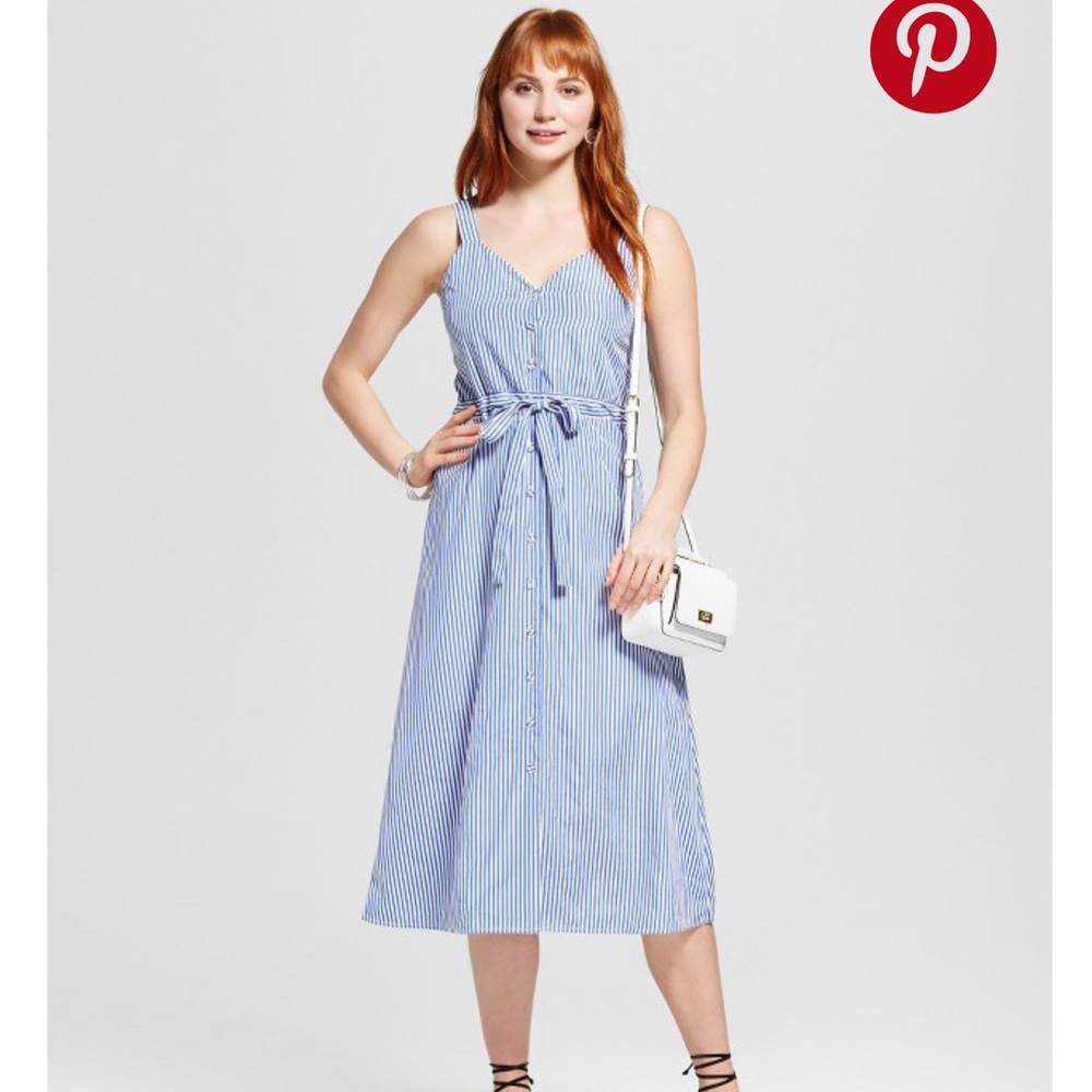 J by J.O.A. Sleeveless Pinstripe Midi Dress Medium